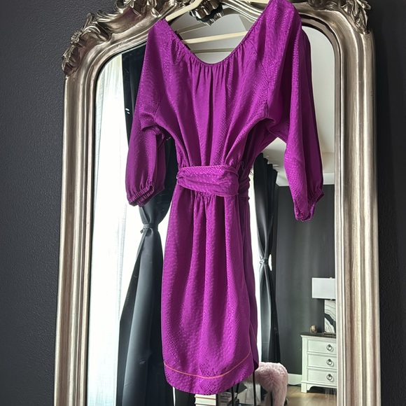 Rebecca Taylor Silk Purple Dress 0 - Picture 2 of 5